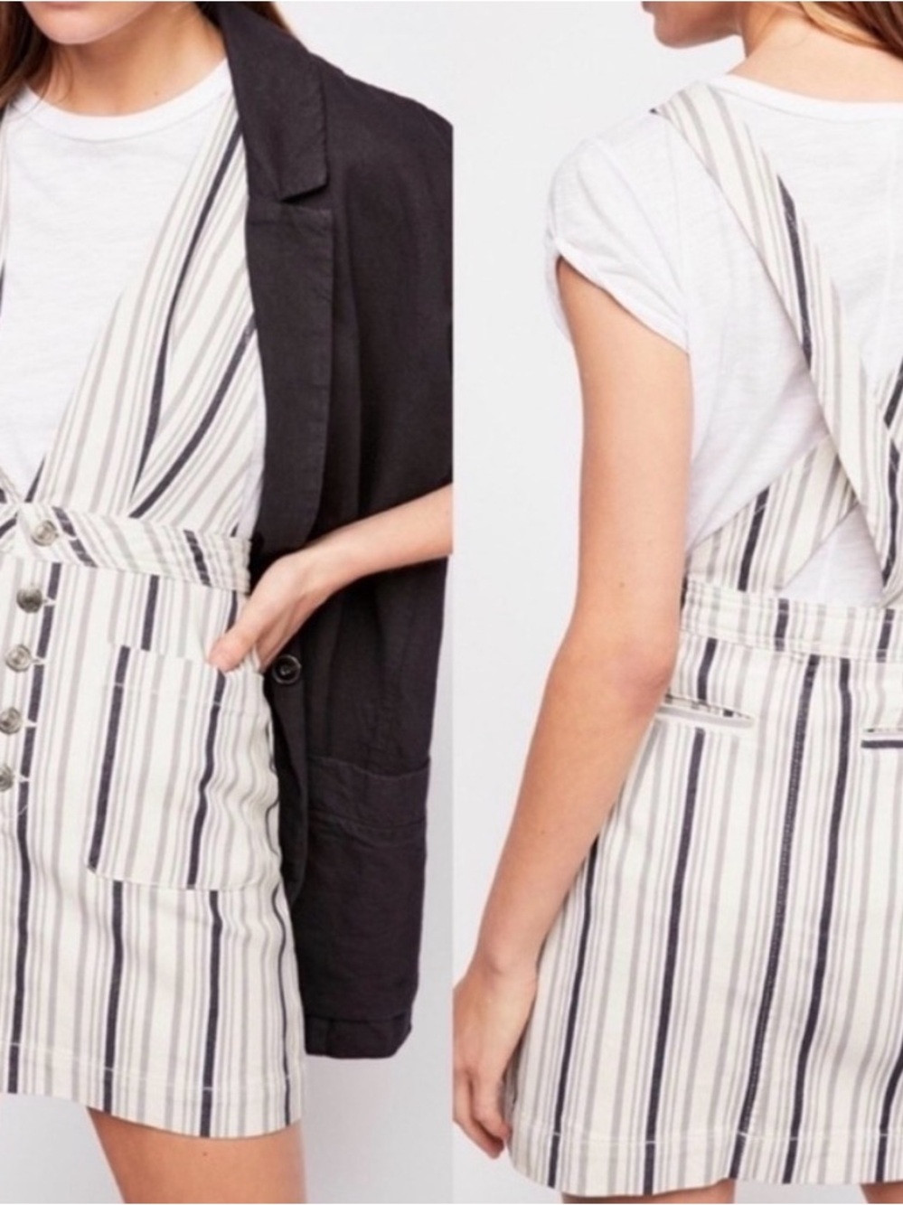 Free People Old School Love striped jumper overall dress - Picture 4 of 7